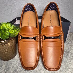Tommy Hilfiger AXIN Leather Loafers Dark Natural Brown 8M Men's